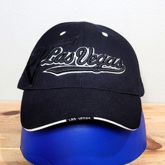Las Vegas Black Embroidered Baseball Hat Cap Adjustable Back Chelona UNISEX - Picture 1 of 11